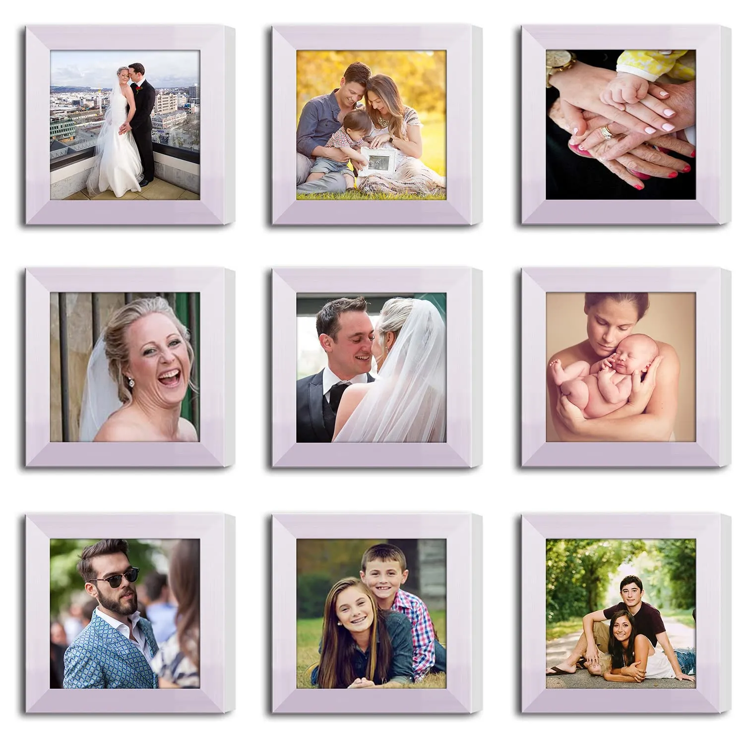 ArtzFolio Wall Photo Frame D314 | Wall Photo Frame Collage for Living Room | Picture Frames Home & Wall Decoration | White | Set of 9 Units | 6x6inch