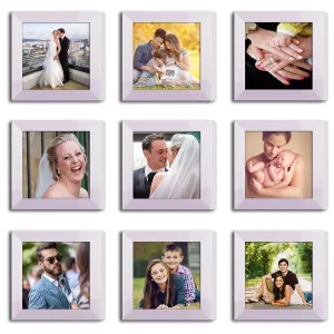 ArtzFolio Wall Photo Frame D314 | Wall Photo Frame Collage for Living Room | Picture Frames Home & Wall Decoration | White | Set of 9 Units | 6x6inch