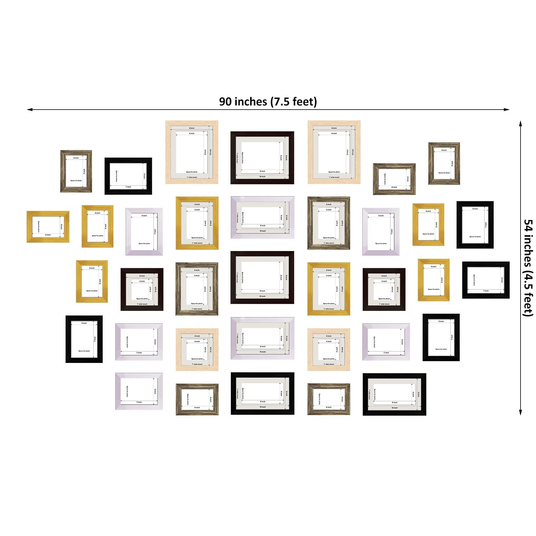 ArtzFolio Wall Photo Frame D396 | Wall Photo Picture Frames Home & Wall Decoration | Set of 36 Units | 4x6-10 Unit | 5x7-10 Unit | 6x6-4 Unit | 6x8-4 Unit | 6x10-4 Unit | 8x10-4 Unit