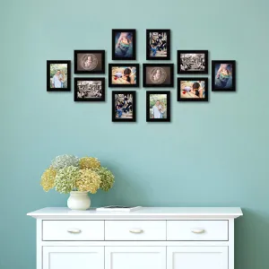 ArtzFolio Wall Photo Frame D410 | Wall Photo Frame Collage for Living Room | Picture Frames Home & Wall Decoration | Black | Set of 12 Units With Mat | 6x8inch
