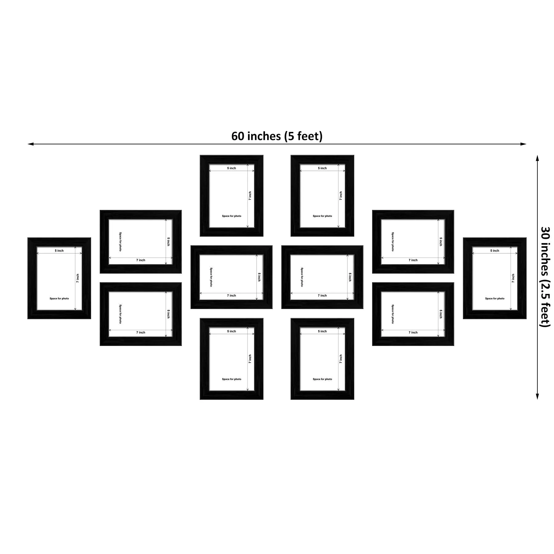 ArtzFolio Wall Photo Frame D410 | Wall Photo Frame Collage for Living Room | Picture Frames Home & Wall Decoration | Black | Set of 12 Units With Mat | 6x8inch