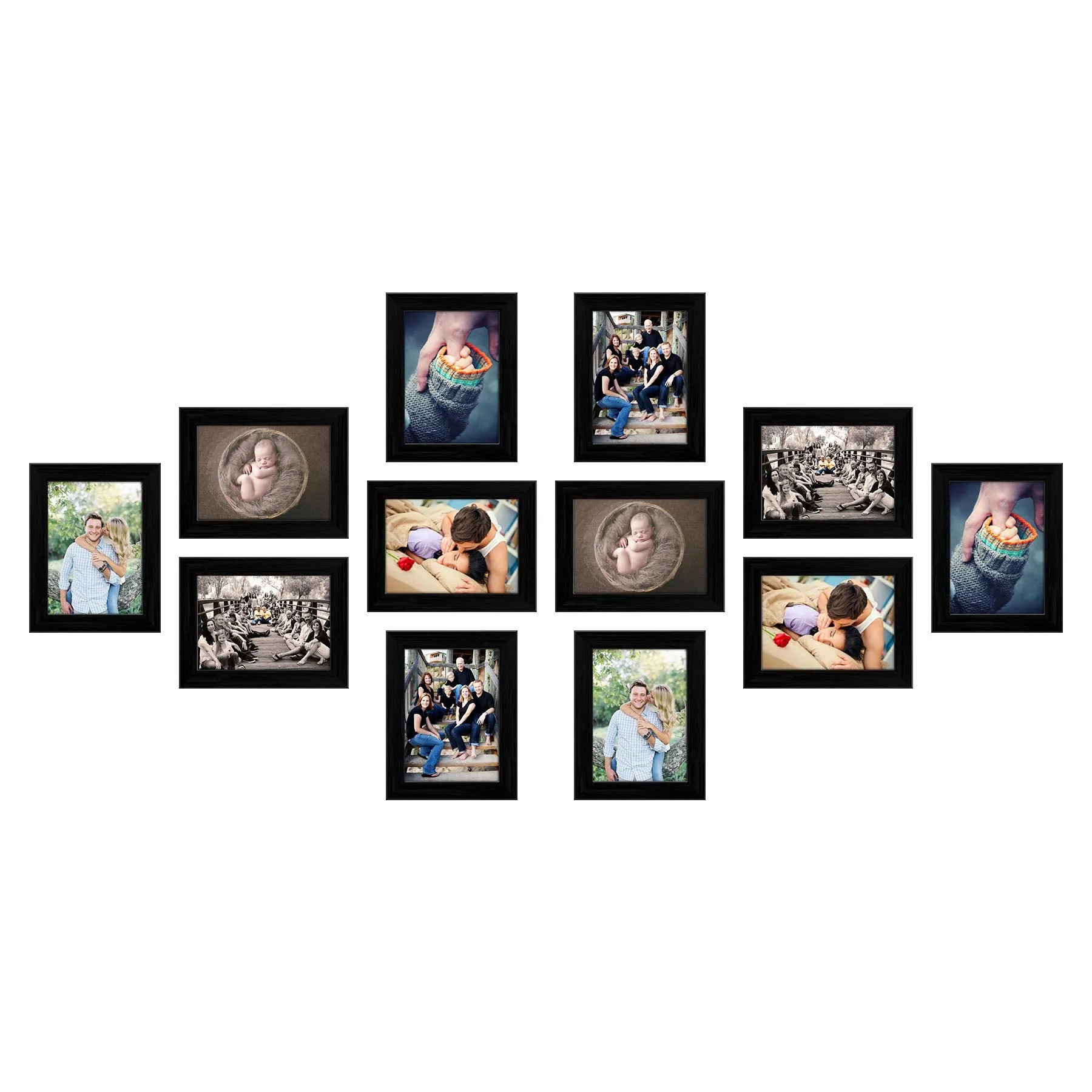 ArtzFolio Wall Photo Frame D410 | Wall Photo Frame Collage for Living Room | Picture Frames Home & Wall Decoration | Black | Set of 12 Units With Mat | 6x8inch