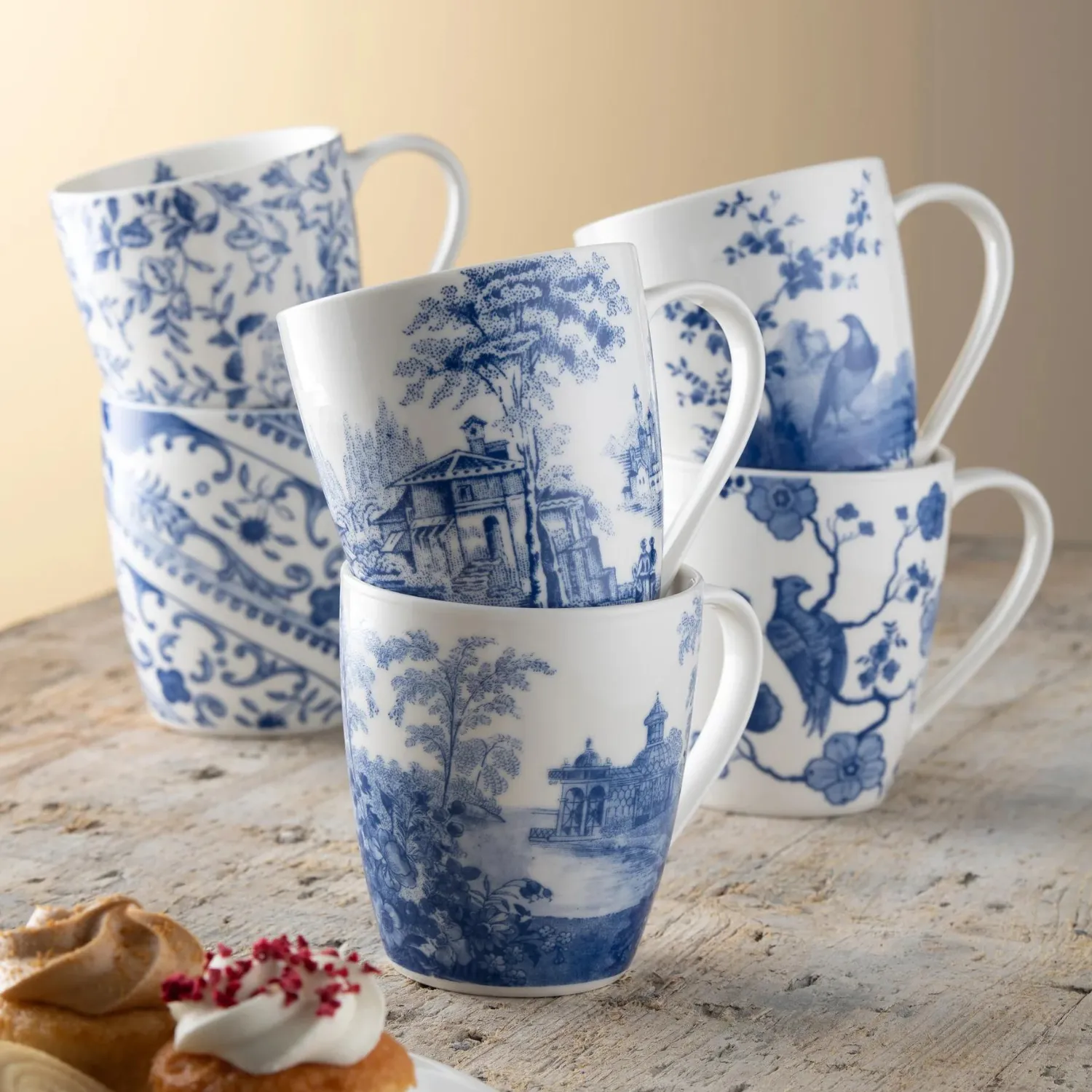 Aynsley Archive Mugs Blue Set of 6