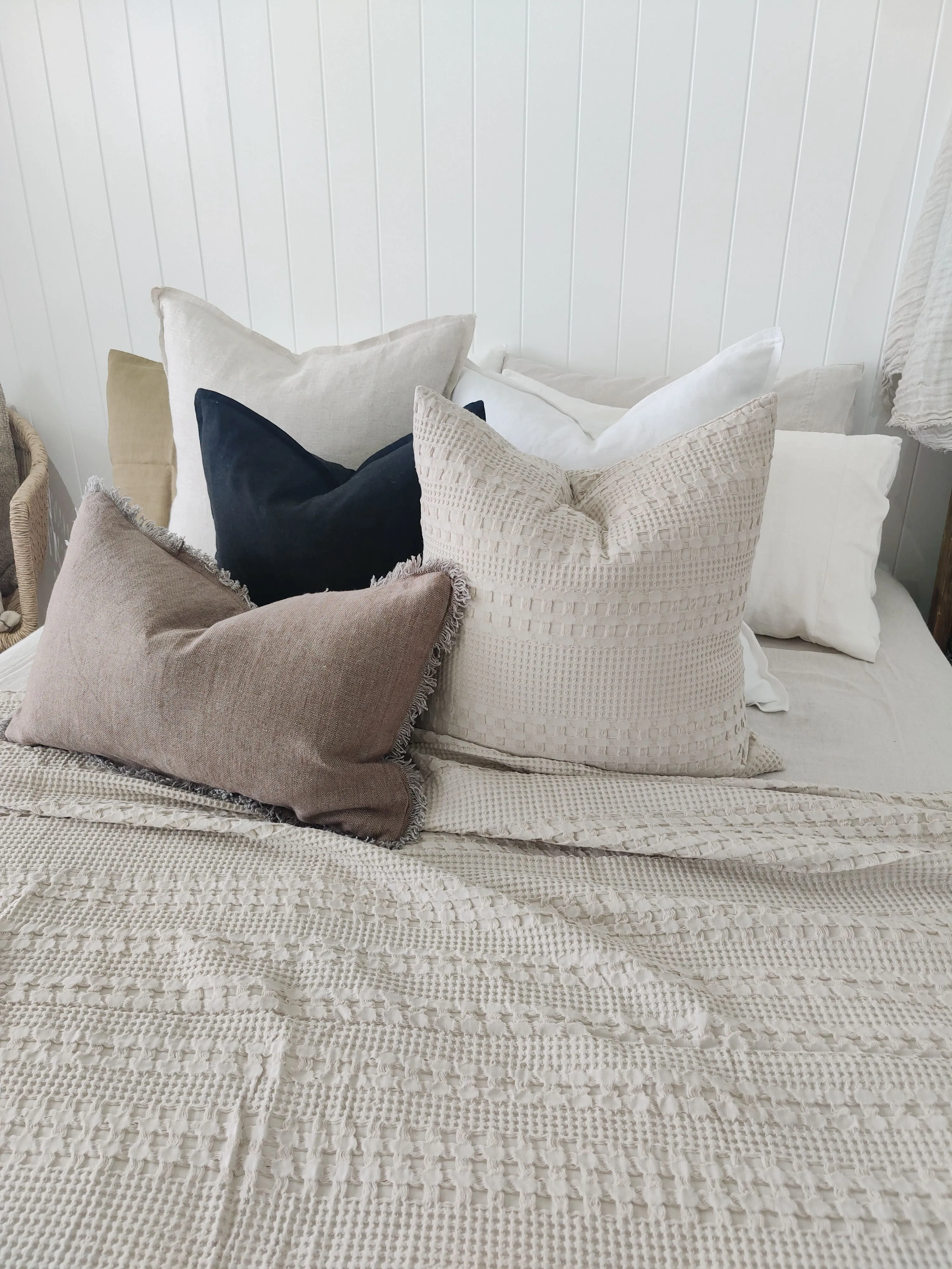 Bedcover Boho Chic Cotton Massive Throw /Bedcover 240cm x 220cm - Pearled Ivory