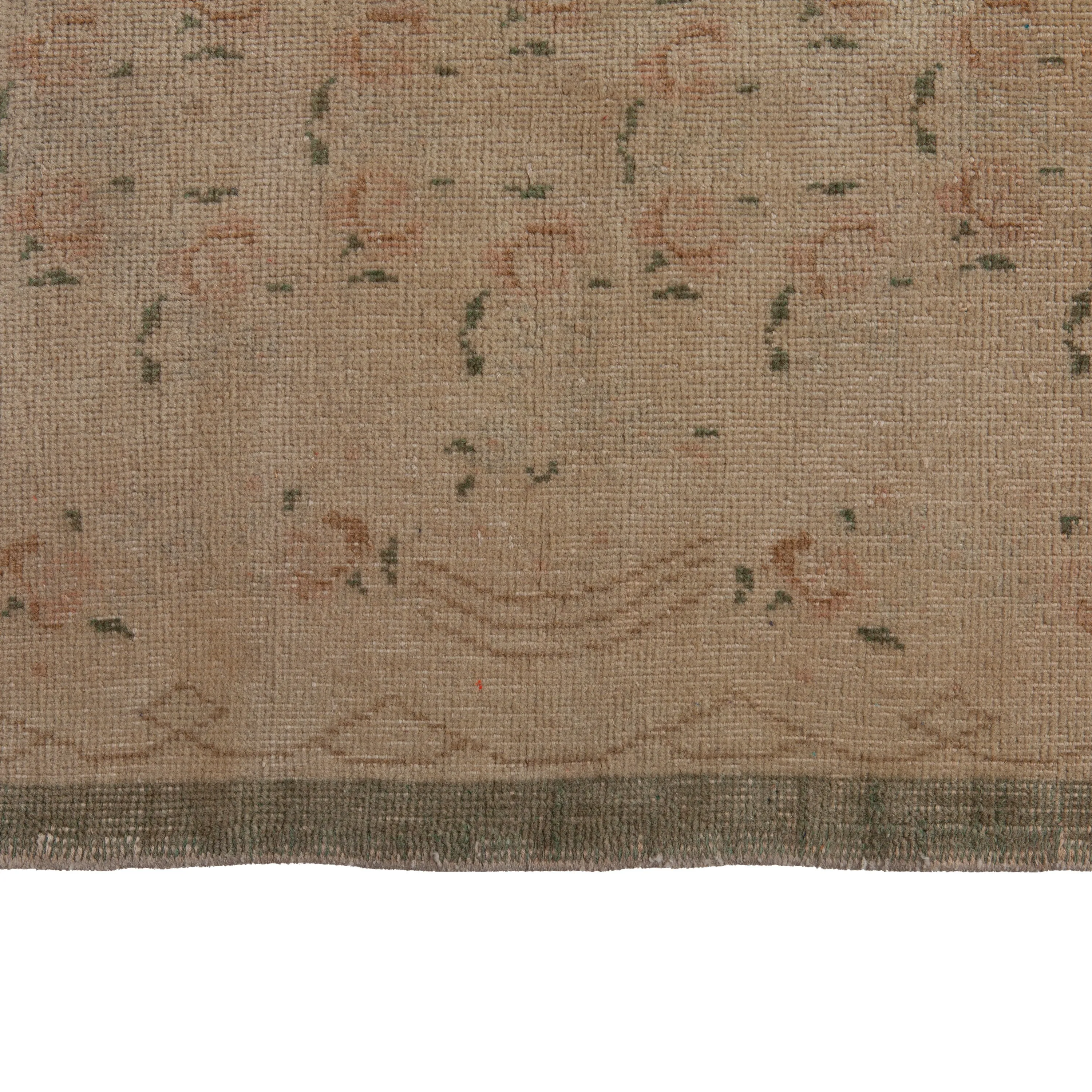 Beige Vintage Traditional Wool Rug - 4'1" x 10'5"