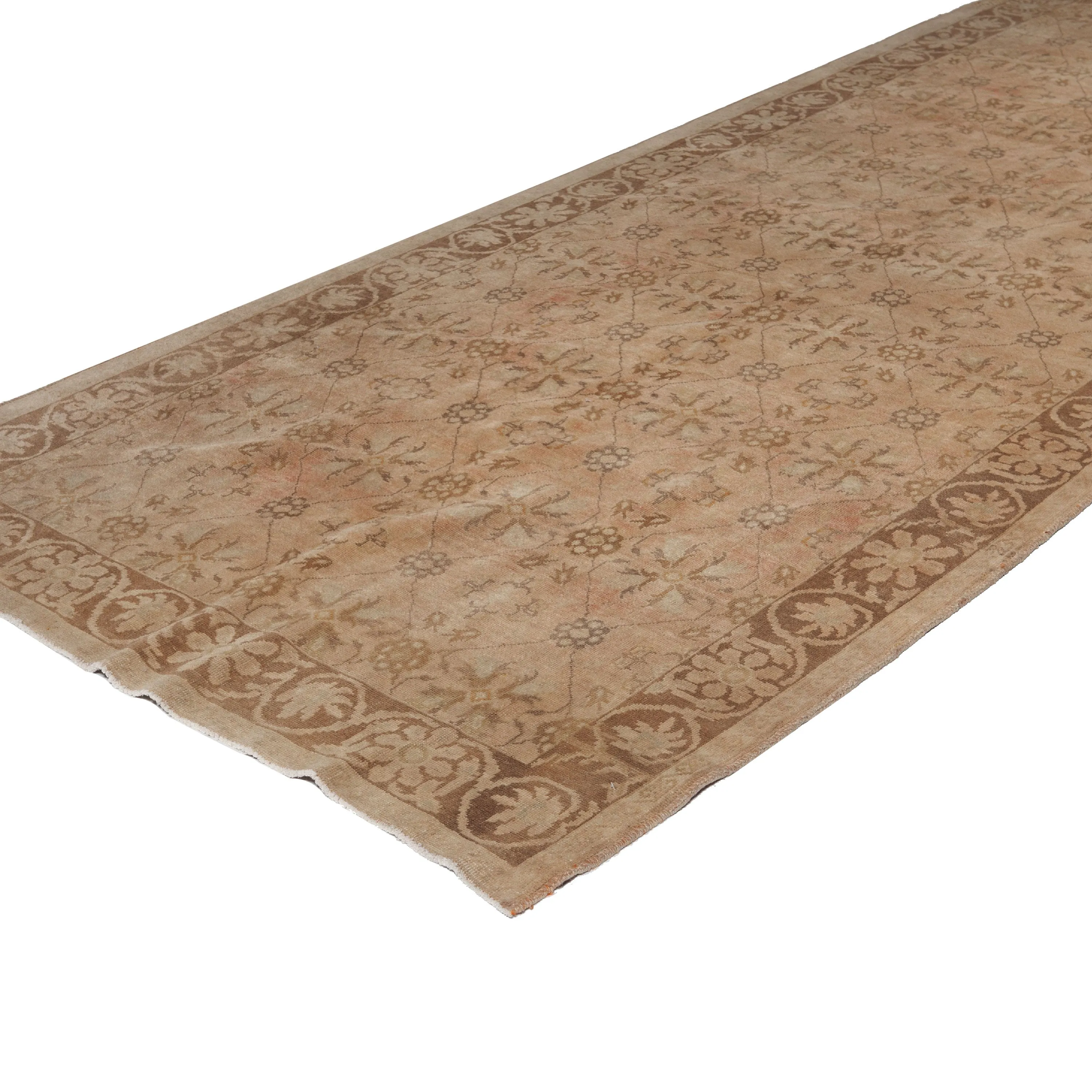 Beige Vintage Traditional Wool Runner - 4'1" x 12'11"