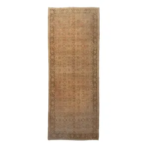 Beige Vintage Traditional Wool Runner - 4'1" x 12'11"