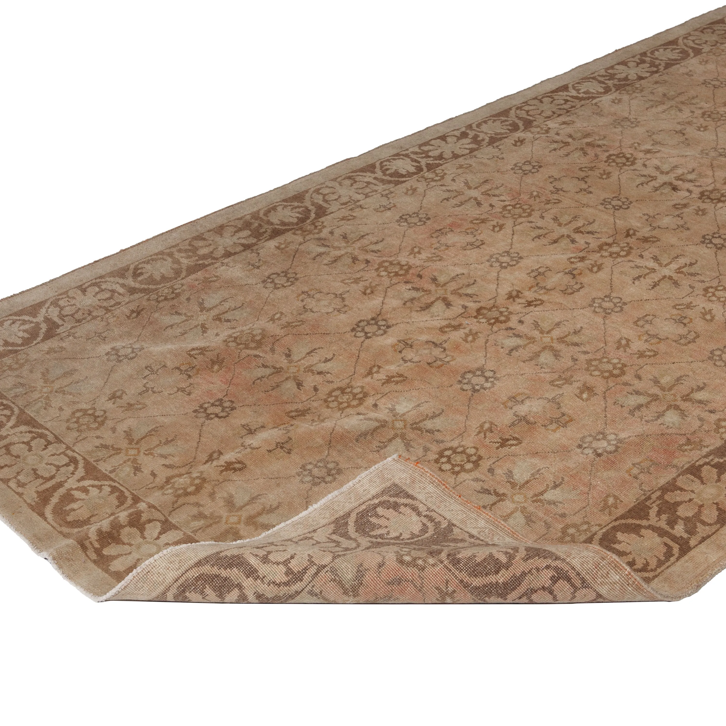 Beige Vintage Traditional Wool Runner - 4'1" x 12'11"