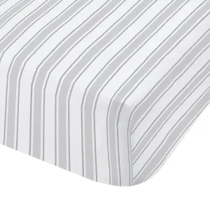 Bianca Grey Check And Stripe 100% Cotton Standard (25cm) Fitted Sheet