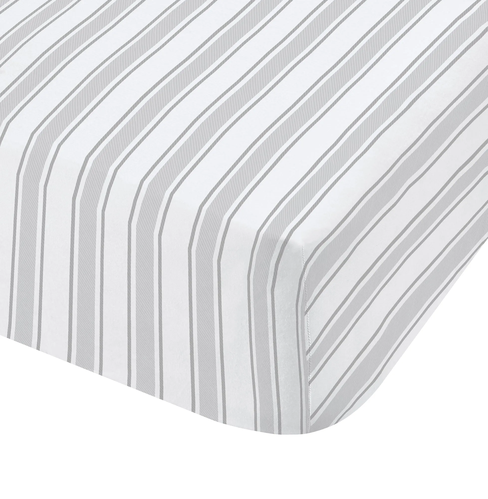 Bianca Grey Check And Stripe 100% Cotton Standard (25cm) Fitted Sheet
