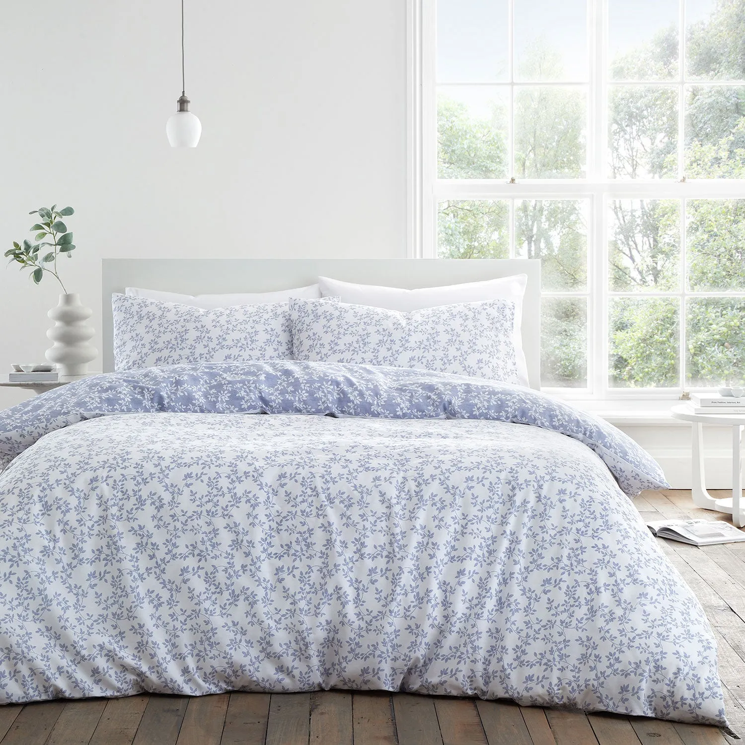 Bianca Shadow Leaves French Blue 200TC Duvet Set