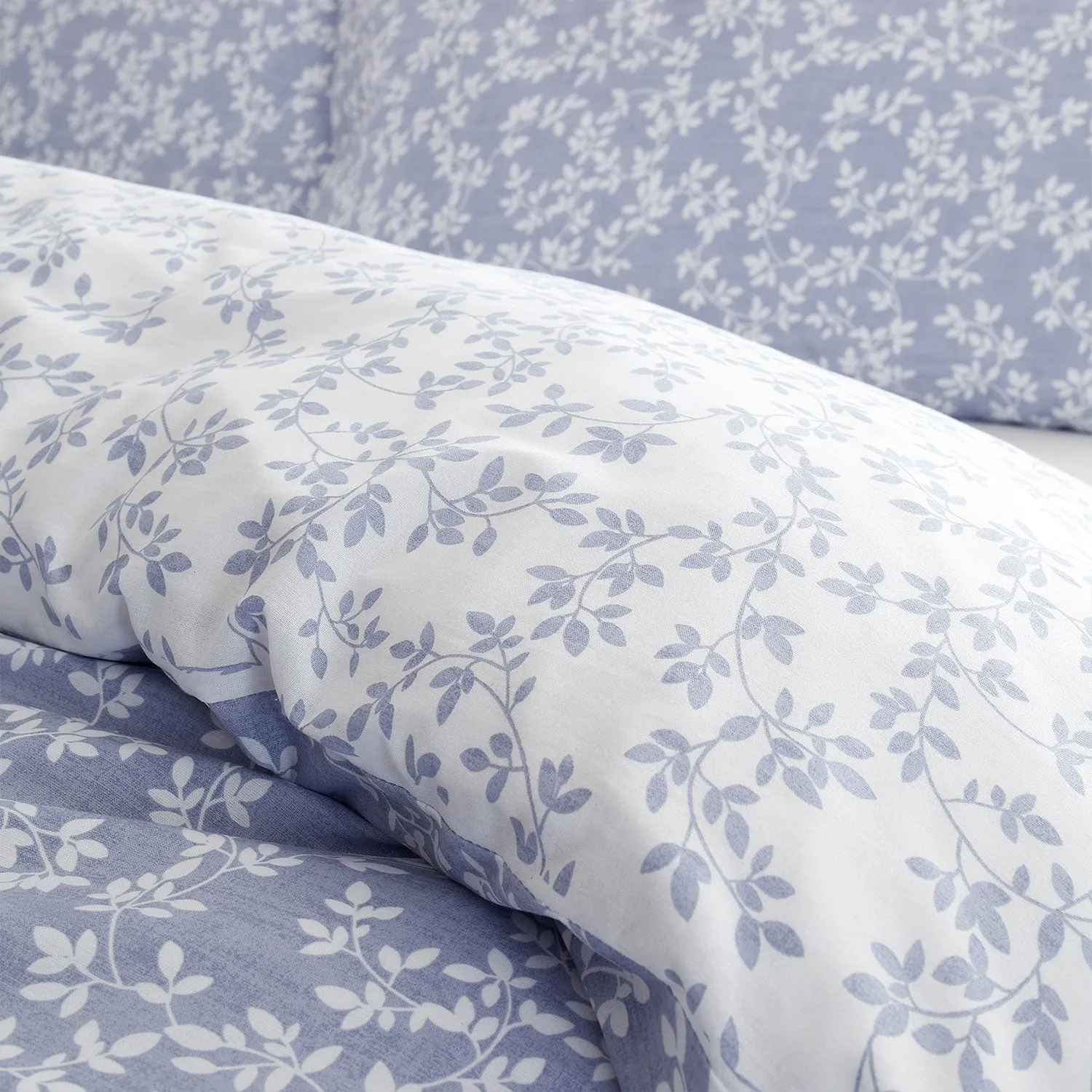 Bianca Shadow Leaves French Blue 200TC Duvet Set