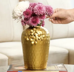Birch & Co. Flower Vase- Vases For Home Decor-Metal Vase For Living Room- Pots For Decoration- Polished Pure Metal Table Vase- Modern Contemporary Vessel- Durable Sleek Urban Charm Vase- Golden