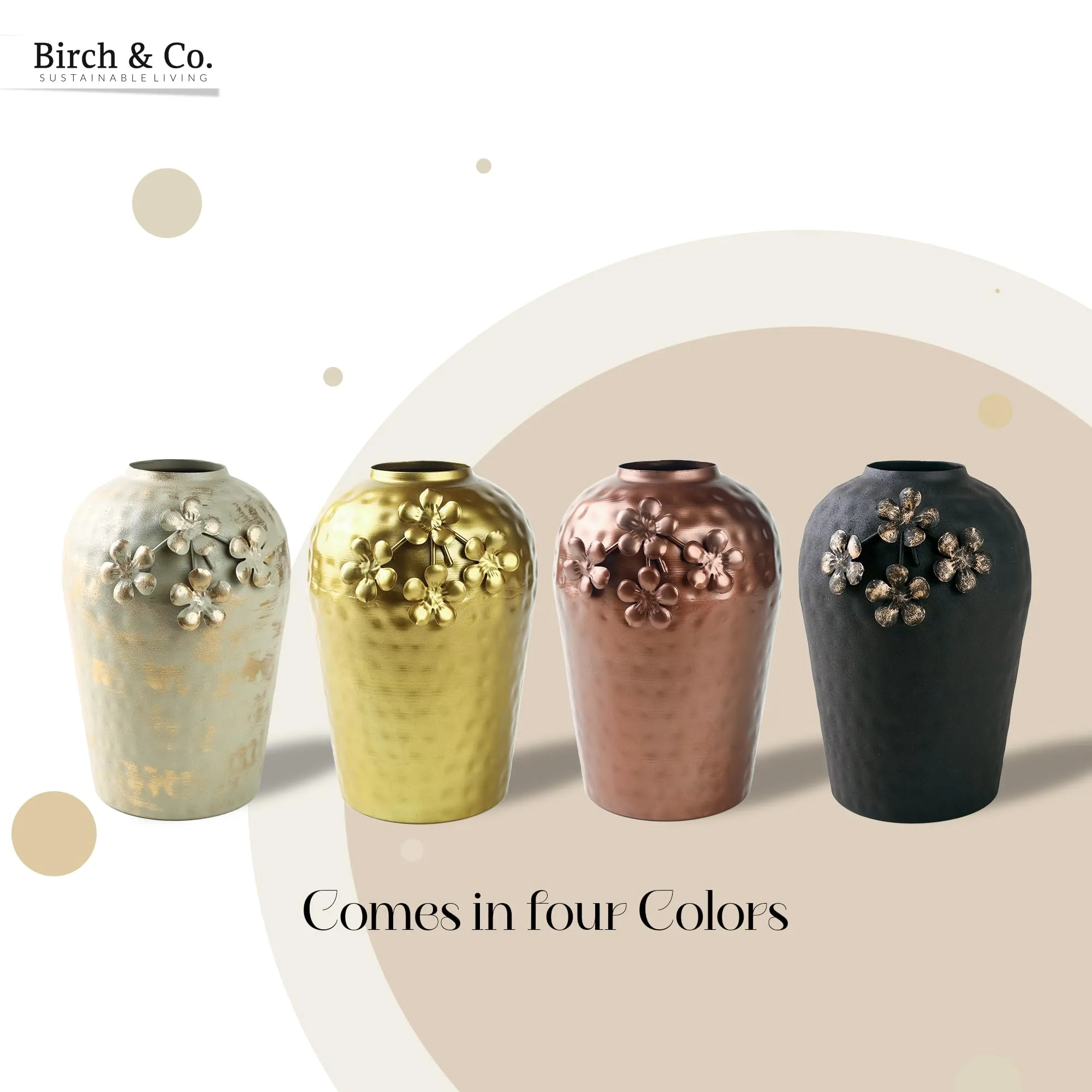 Birch & Co. Flower Vase- Vases For Home Decor-Metal Vase For Living Room- Pots For Decoration- Polished Pure Metal Table Vase- Modern Contemporary Vessel- Durable Sleek Urban Charm Vase- Golden