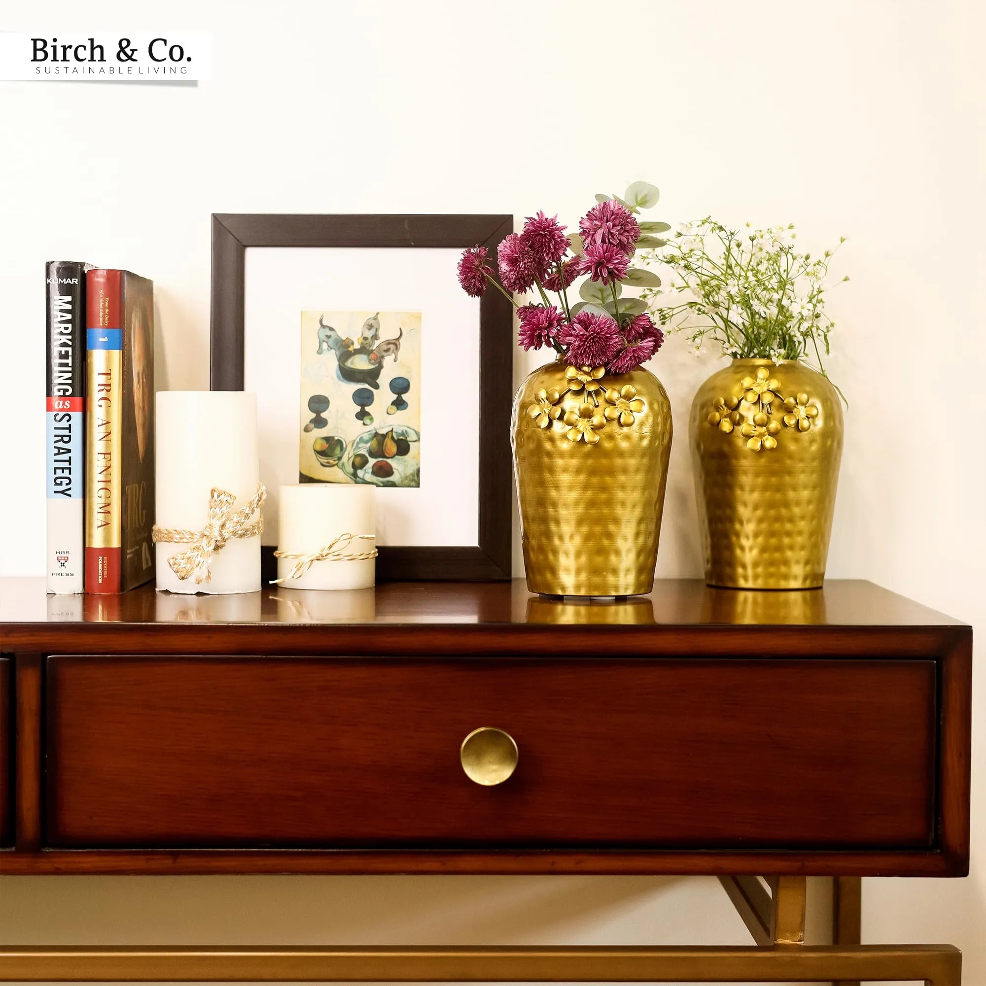 Birch & Co. Flower Vase- Vases For Home Decor-Metal Vase For Living Room- Pots For Decoration- Polished Pure Metal Table Vase- Modern Contemporary Vessel- Durable Sleek Urban Charm Vase- Golden