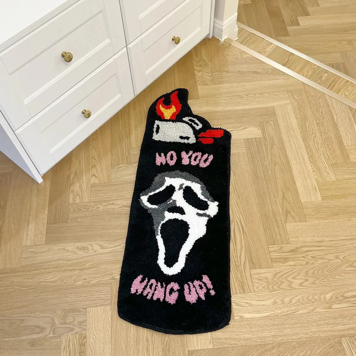 Black Ghost Face Themed Rug