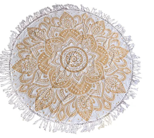 Bohemian Gold Printed Cotton Mandala Beach Roundie