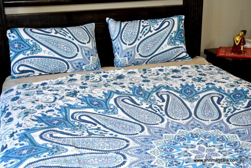Bohemian Paisley Blue Mandala Duvet Set