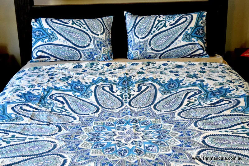 Bohemian Paisley Blue Mandala Duvet Set