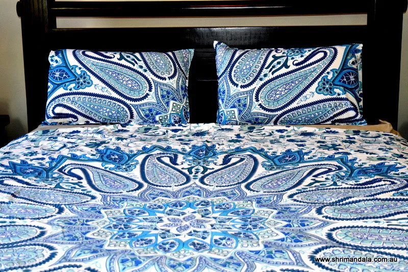 Bohemian Paisley Blue Mandala Duvet Set