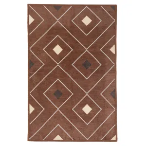 Brown Diamond Flatweave Chenille Rug - 3'6" x 5'6"