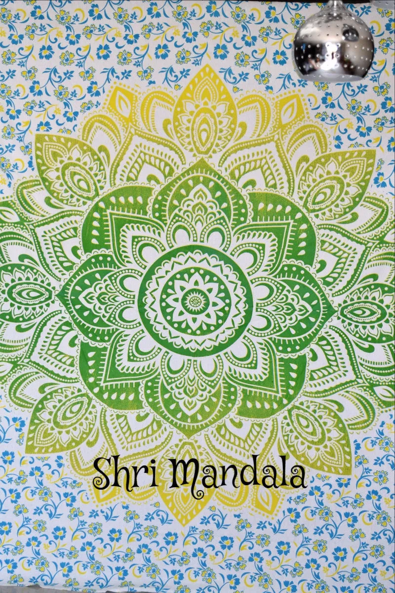 Bulk Lot Passion Lime Blue Ombre  Mandala Large Throw- 3 Pcs