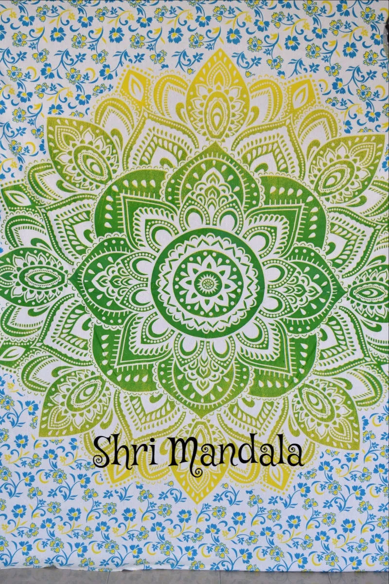 Bulk Lot Passion Lime Blue Ombre  Mandala Large Throw- 3 Pcs