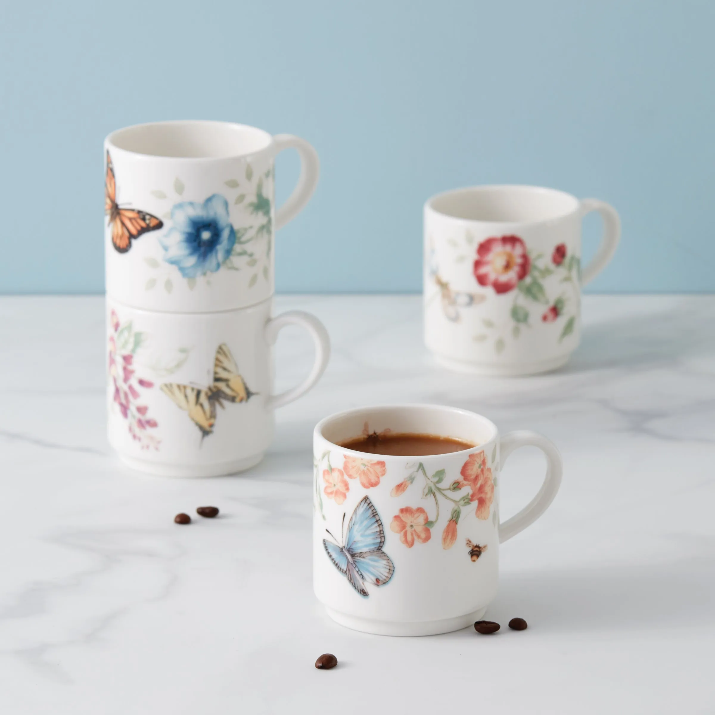 Butterfly Meadow 4-Piece Stacking Mug Set