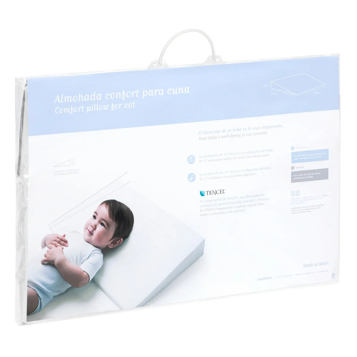 Cambrass Comfort Cot Pillow Liso E White
