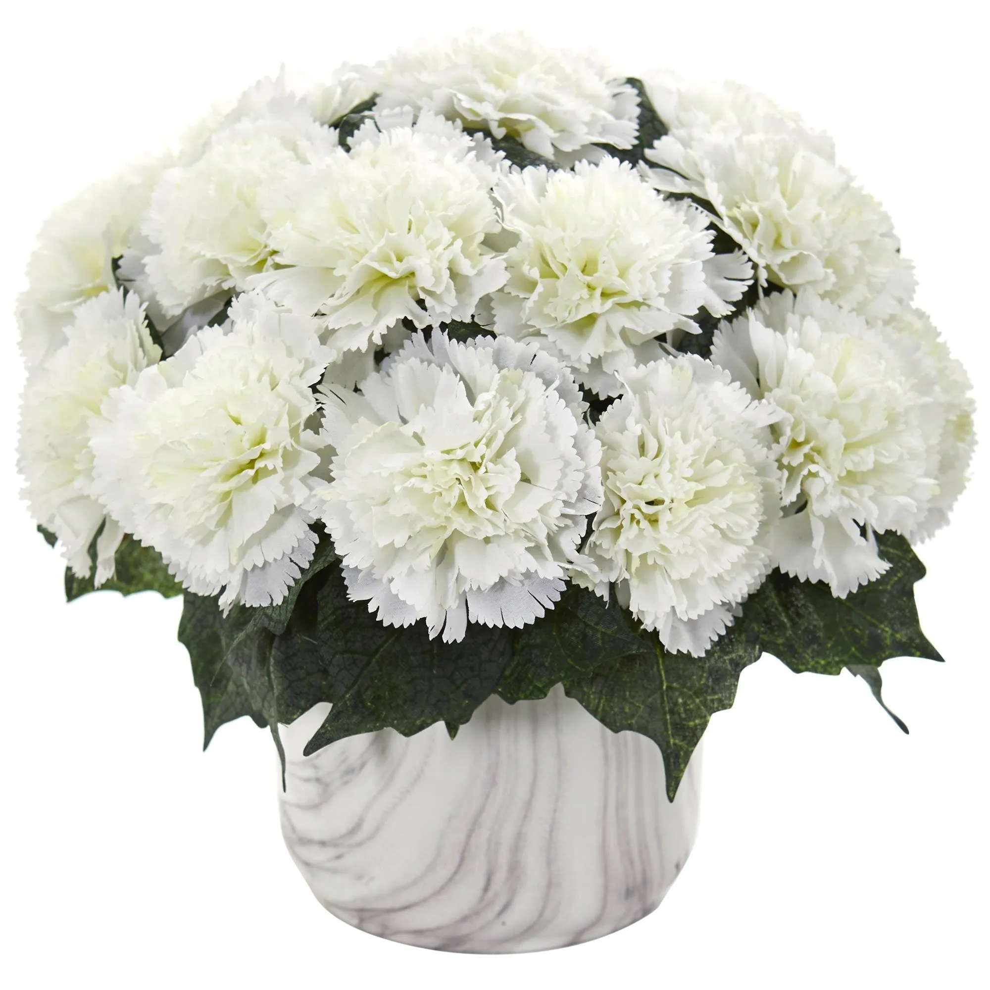Carnation Artificial Arrangement in Marble Finished Vase