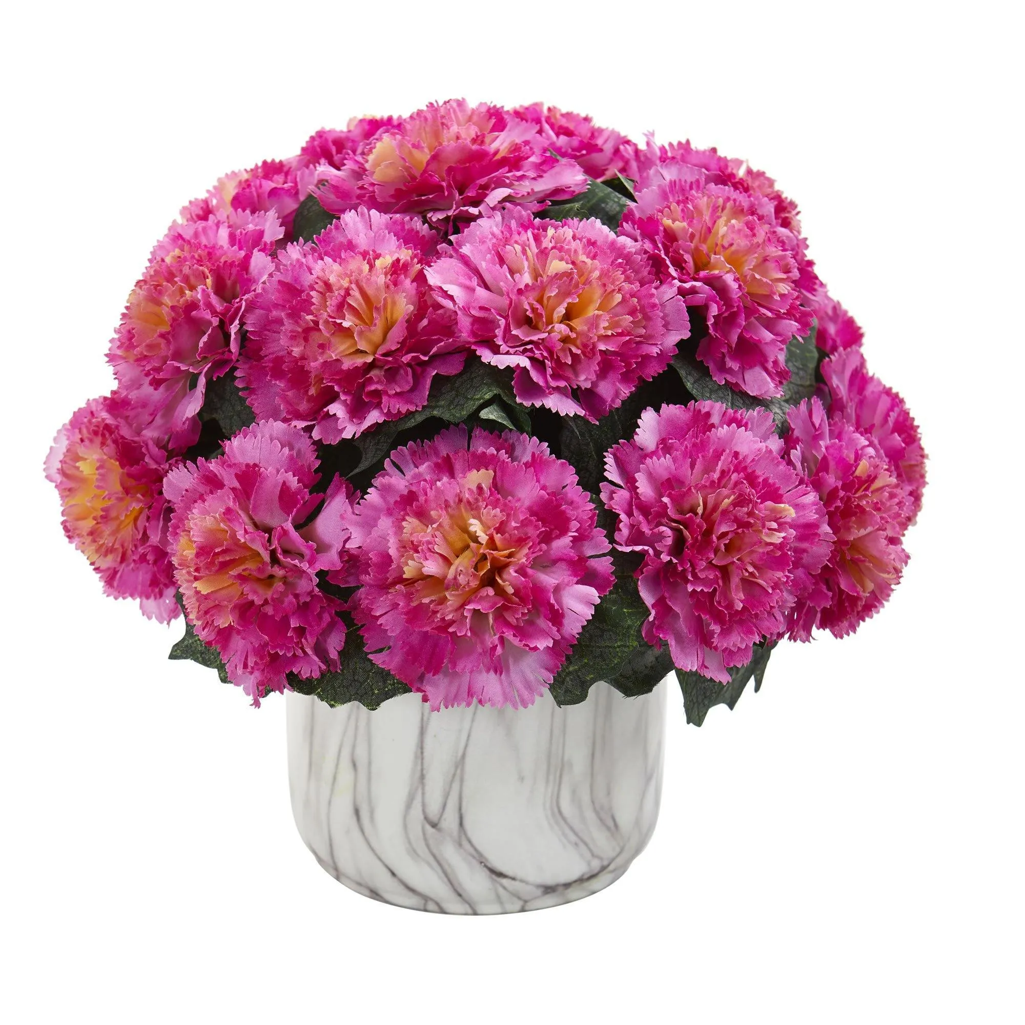 Carnation Artificial Arrangement in Marble Finished Vase