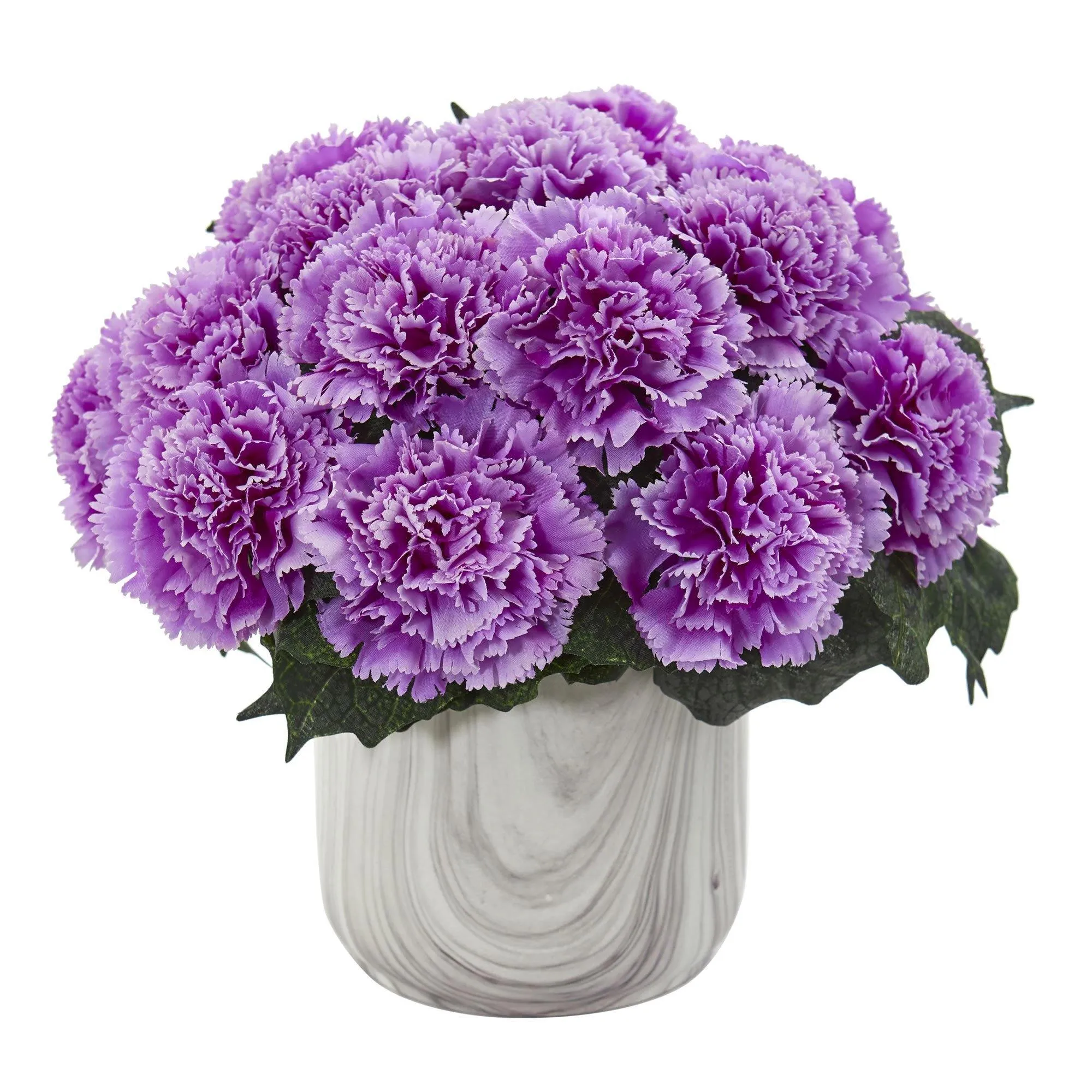 Carnation Artificial Arrangement in Marble Finished Vase