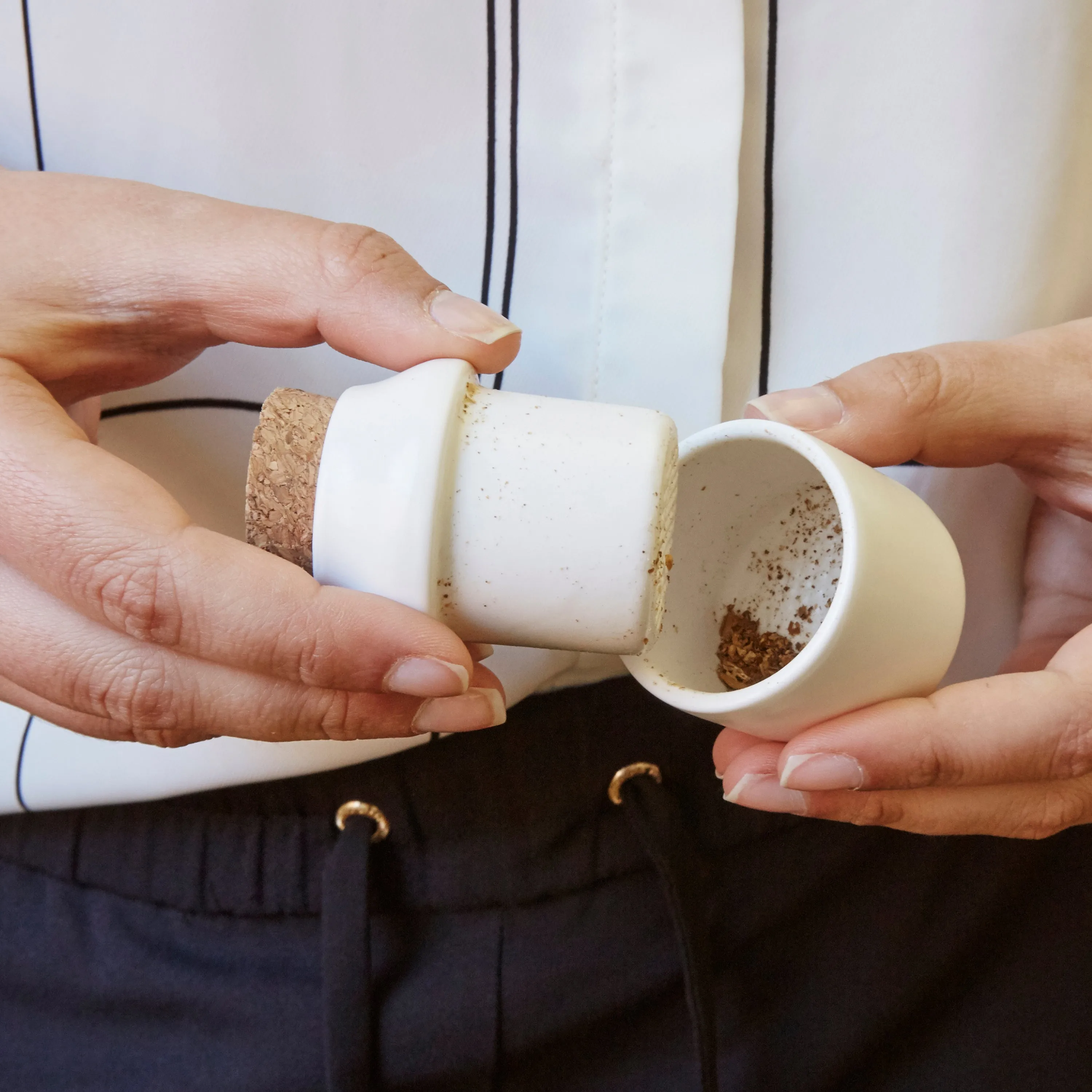 Ceramic Grinder   Jar Small White