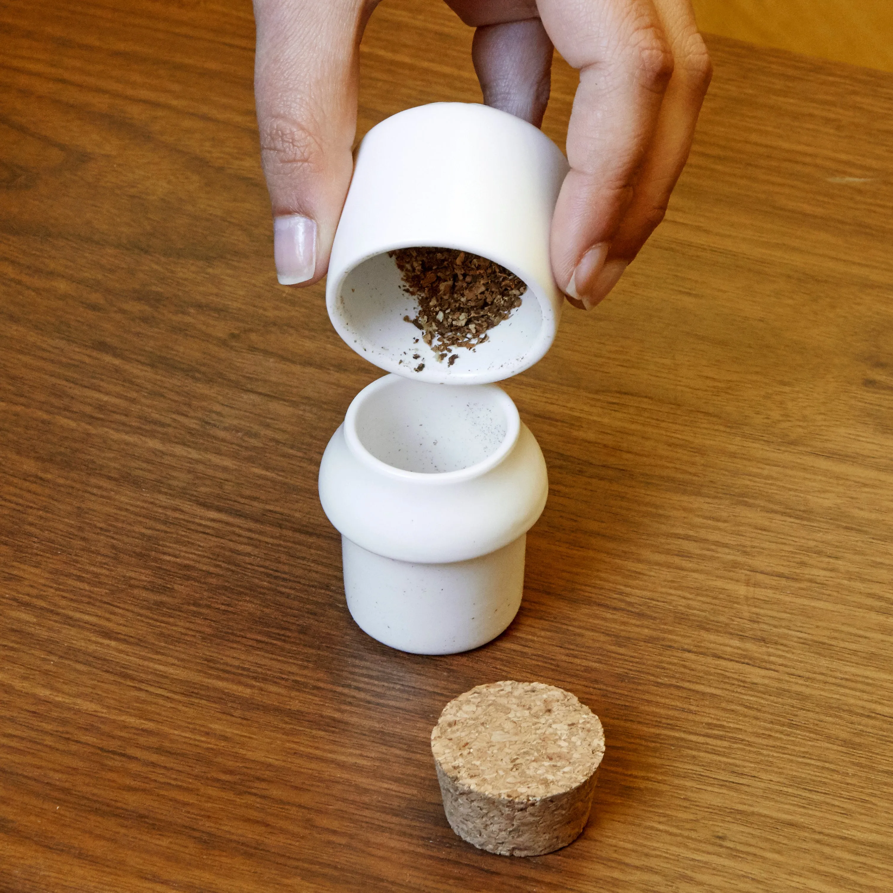 Ceramic Grinder   Jar Small White