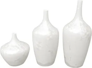 Contemporary White Crystal Shell Vases - Set of 3