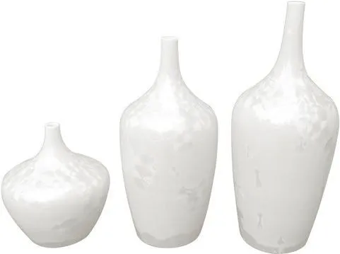 Contemporary White Crystal Shell Vases - Set of 3