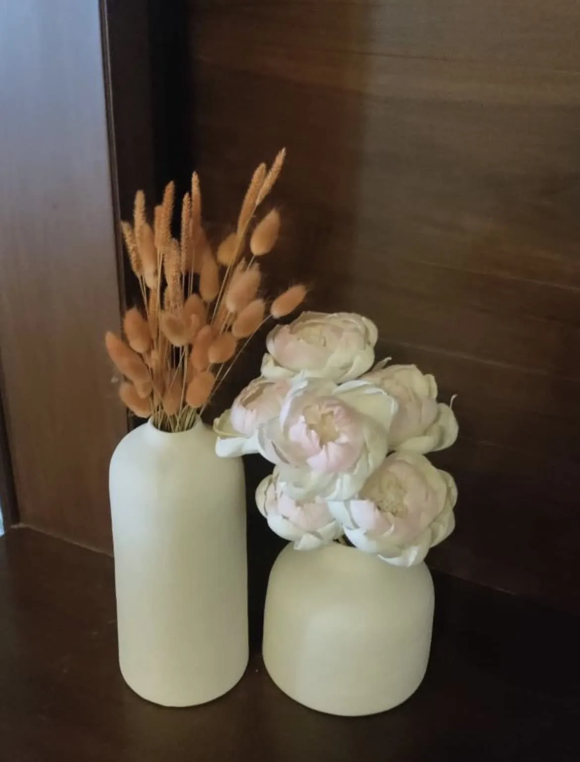 Craftribal Decorative White Ceramic Flower Vase Set | vase for home decor | Vase for Living Room | Home Decor Centrepiece, Matte Finish, 9.5 & 6 inches, White, (Pack of 2)