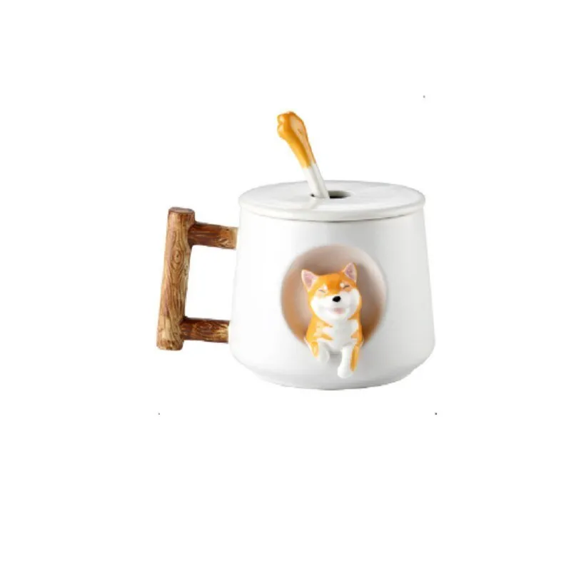 Creative Cute Mug with Lid Spoon Set