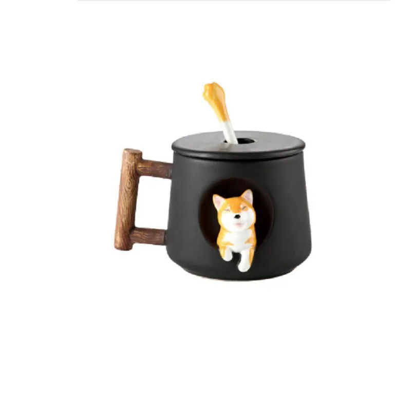 Creative Cute Mug with Lid Spoon Set