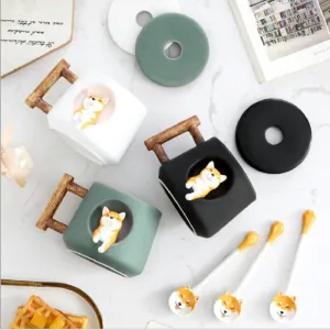 Creative Cute Mug with Lid Spoon Set