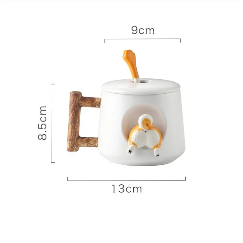 Creative Cute Mug with Lid Spoon Set