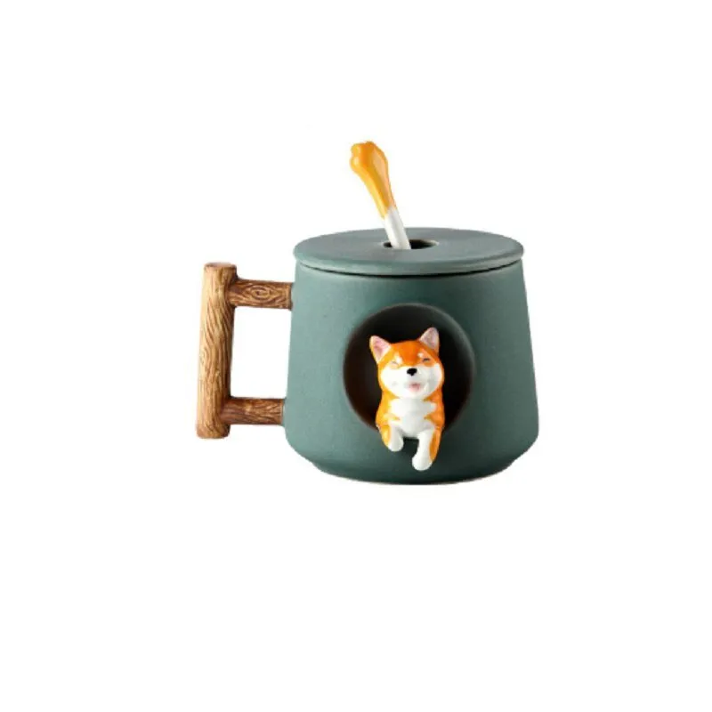 Creative Cute Mug with Lid Spoon Set