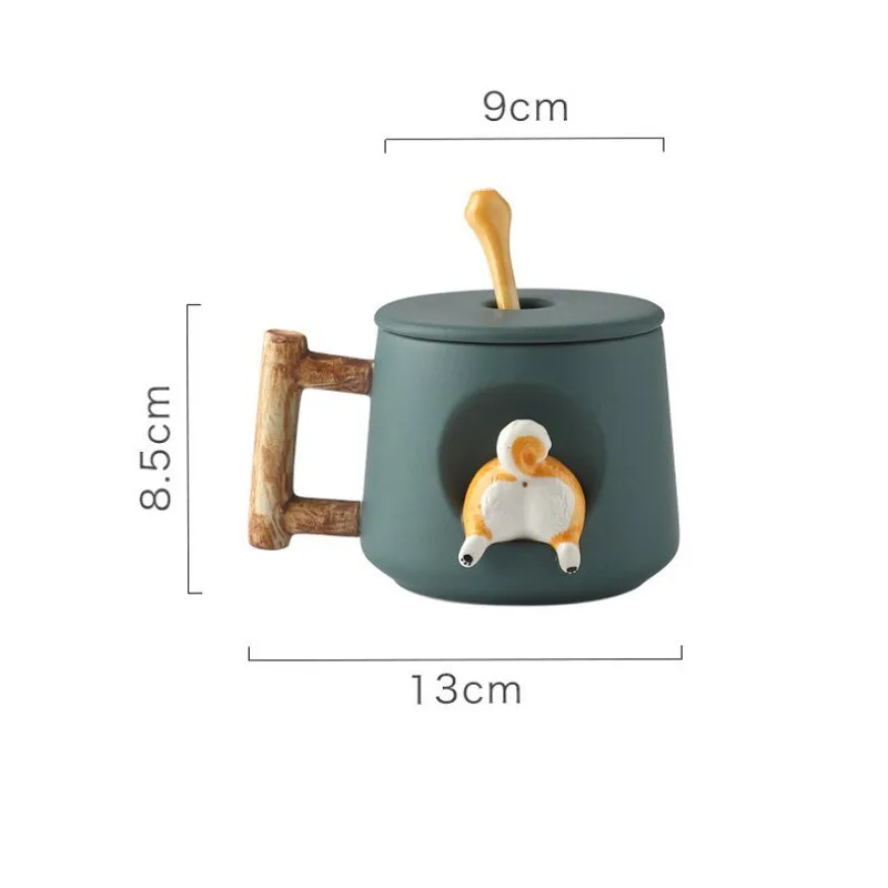 Creative Cute Mug with Lid Spoon Set