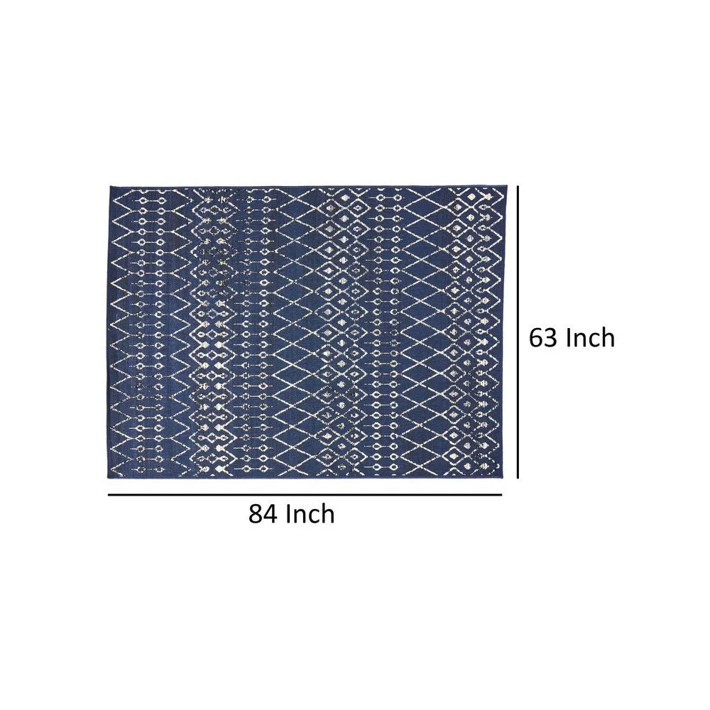 Cynth Area Rug Rectangular 5 x 7, Blue Indoor Outdoor Boho Ivory Pattern By Casagear Home