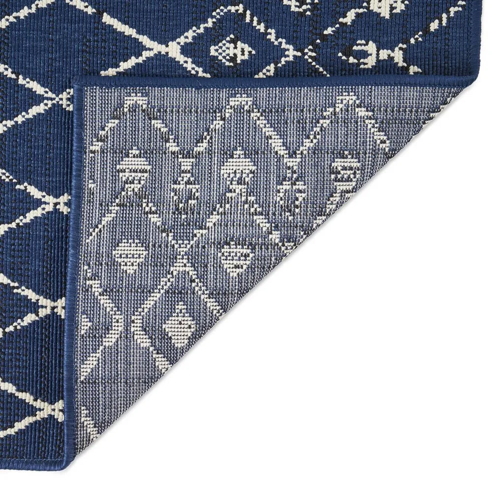 Cynth Area Rug Rectangular 5 x 7, Blue Indoor Outdoor Boho Ivory Pattern By Casagear Home