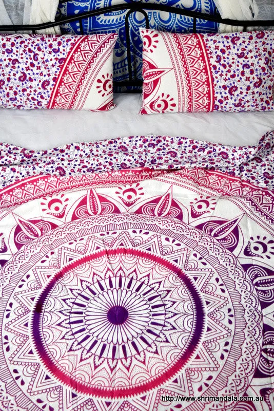 Daisy Pink Ombre Mandala Throw Set