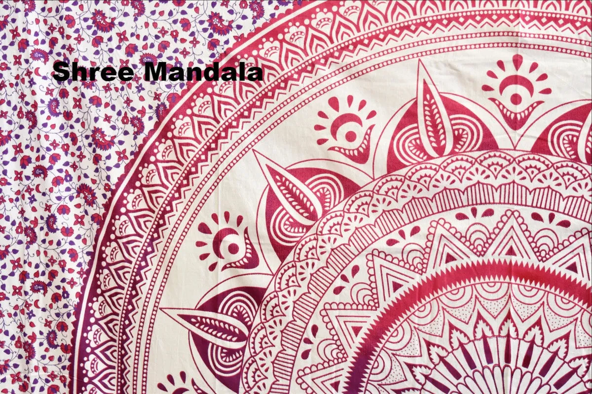 Daisy Pink Ombre Mandala Throw Set