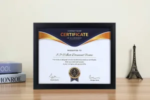 Decor Production Fiber Wood Certificate Frame For Wall And Table (White, 12.2X9.6 Inches, Pack Of 1).