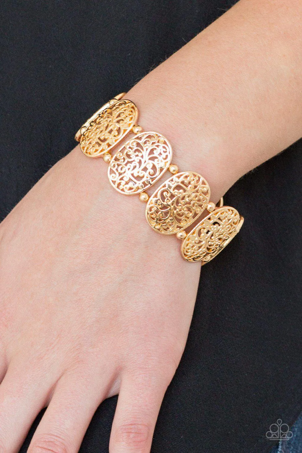 Everyday Elegance Gold Filigree Bracelet - Paparazzi Accessories