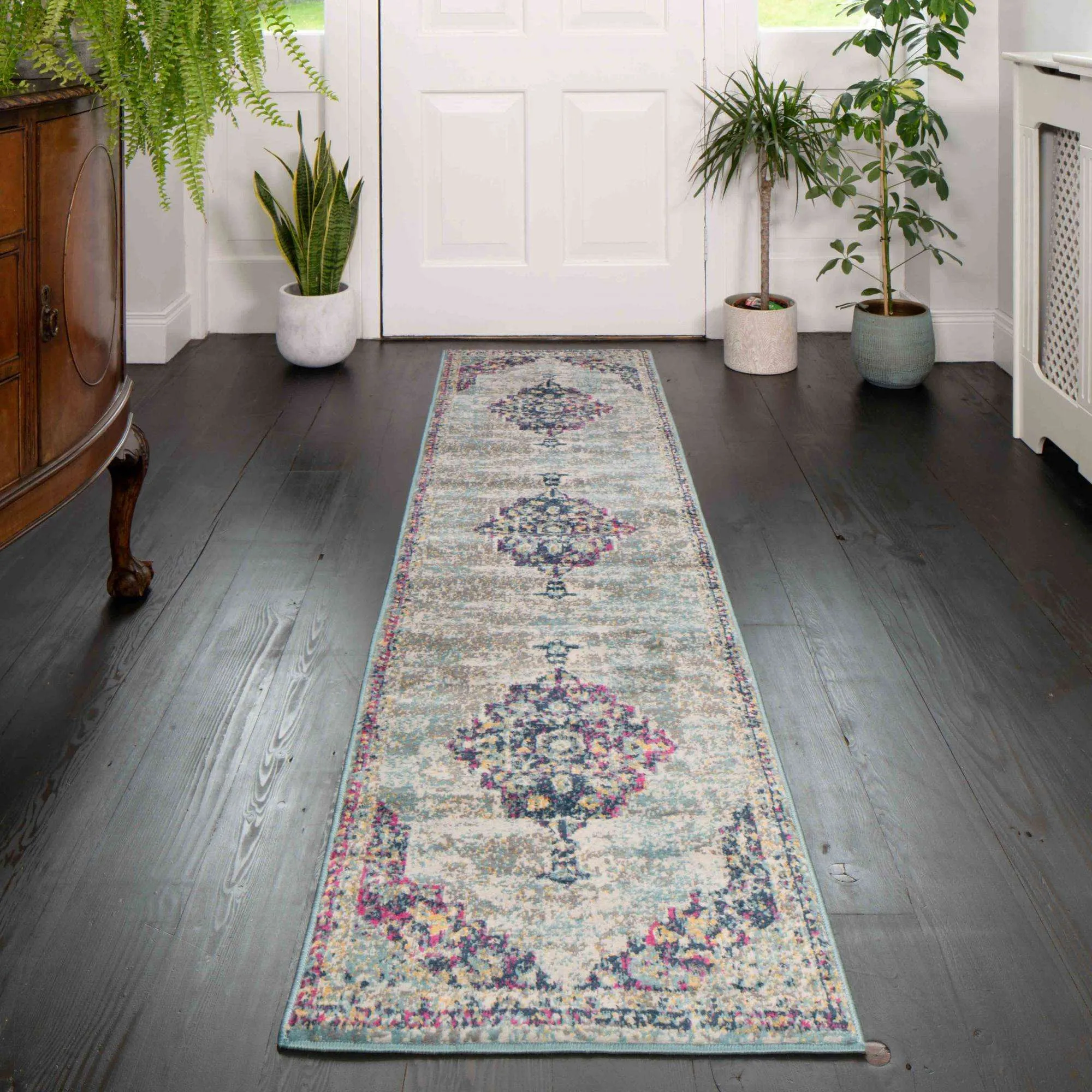 Faded Distressed Colourful Oriental Pattern Rug - Demelza